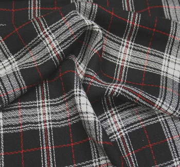 Rayon Yarn Dyed Plaid 1D993 Black White Red Rayon Yarn Dyed Plaid 1D993 Black White Red
