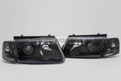 Projector headlights set with indicators black VW Passat B5 97-00