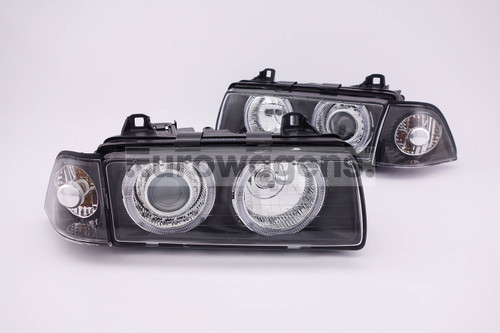Angel eyes headlights set black BMW 3 Series E36 91-00 2 door