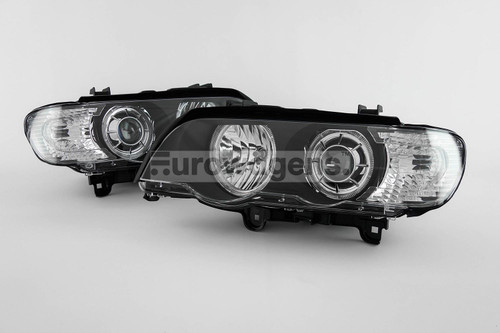 Angel eye headlights set black BMW X5 E53 00-03