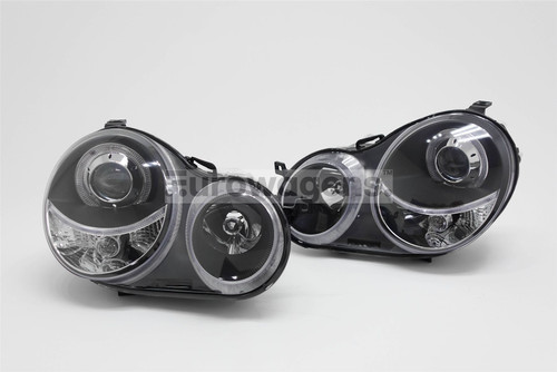 Angel eyes headlights set black VW Polo 9N 02-05