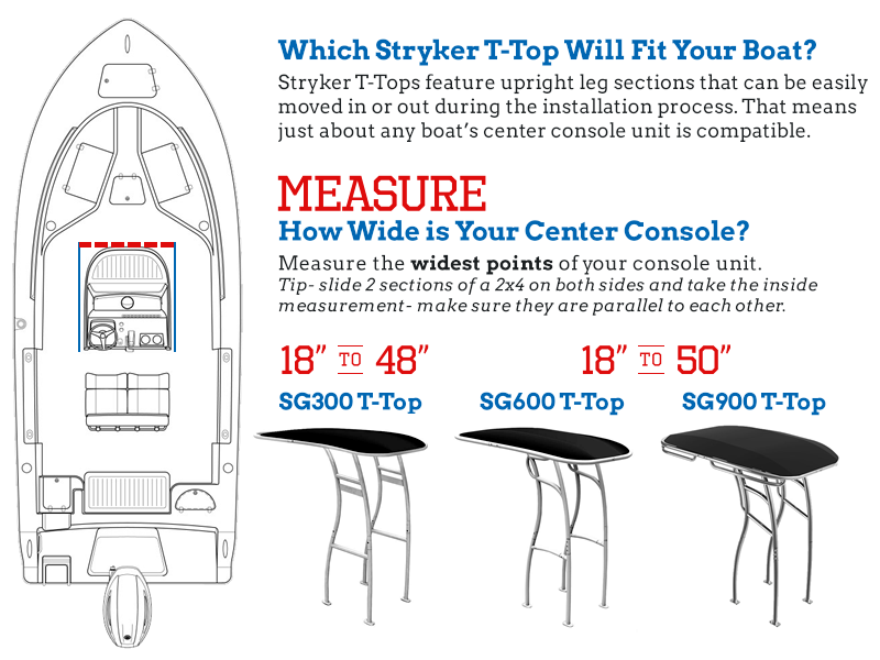 SG600 Folding T-Top for Center Console Boats by Stryker