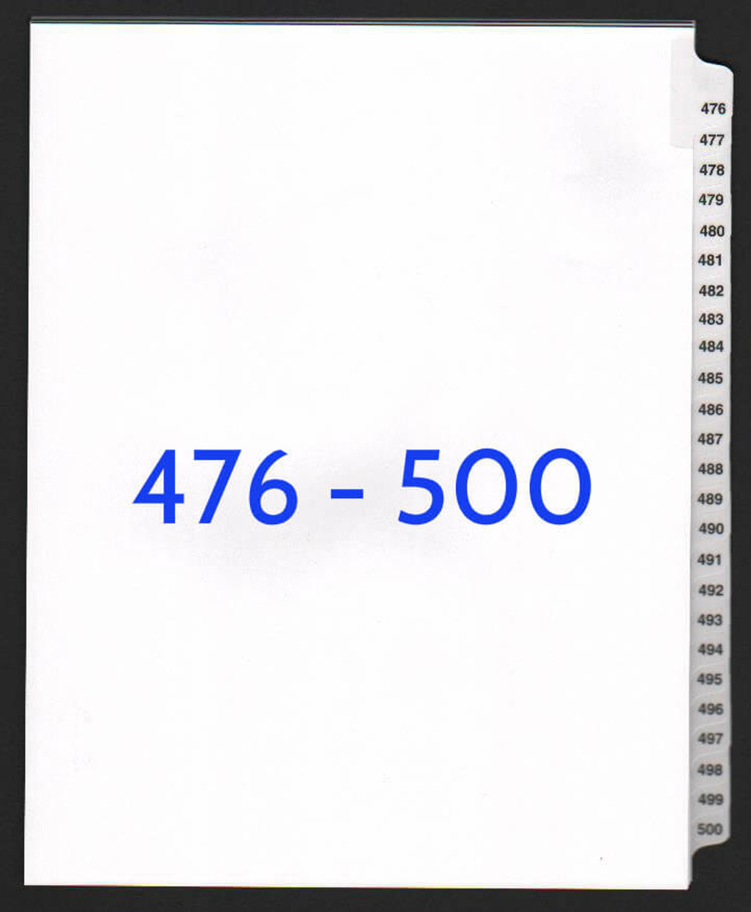 Numbered Dividers 476-500 - ExhibitIndexes.com