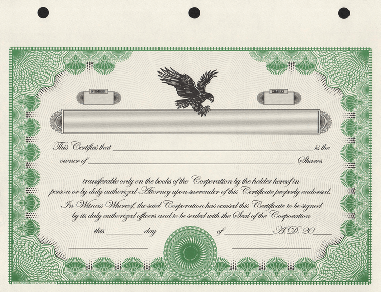 Corporate Stock Certificates (Free Shipping ...