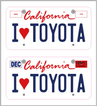 1/10 SCALE LICENSE PLATE FOR RC CAR * I LOVE TOYOTA * 1/10 SCALE LICENSE PLATE FOR RC CAR * I LOVE TOYOTA *