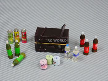 RC 1/10 Scale Accessories SODA, WATER, PRINGLES, TOILET PAPER W/ Leather Case RC 1/10 Scale Accessories SODA, WATER, PRINGLES, TOILET PAPER W/ Leather Case