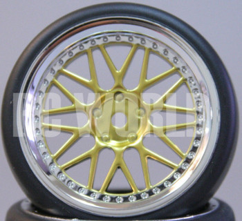 RC Car 1/10 DRIFT WHEELS TIRES Package 3MM Offset GOLD w / CHROME LIP *SET OF 4* RC Car 1/10 DRIFT WHEELS TIRES Package 3MM Offset GOLD w / CHROME LIP *SET OF 4*