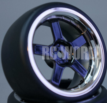 RC Car 1/10 DRIFT WHEELS TIRES Package 3 MM Offset BLACK W/ CHROME LIP 5 Star RC Car 1/10 DRIFT WHEELS TIRES Package 3 MM Offset BLACK W/ CHROME LIP 5 Star