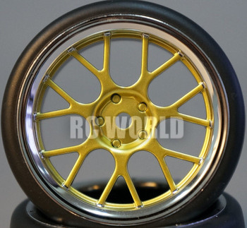 RC Car 1/10 DRIFT WHEELS TIRES Package 3 MM Offset GOLD W/ CHROME LIP Web RC Car 1/10 DRIFT WHEELS TIRES Package 3 MM Offset GOLD W/ CHROME LIP Web