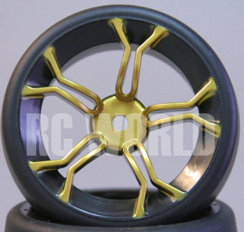 C Car 1/10 DRIFT WHEELS TIRES Package 3 MM Offset GOLD 5 Star w/ Black LIP C Car 1/10 DRIFT WHEELS TIRES Package 3 MM Offset GOLD 5 Star w/ Black LIP