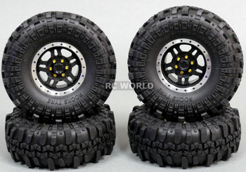 Axial 1/10 Scale Truck Rims 1.9 BEADLOCK Metal Aluminum BLACK w / SUPER SWAMPERS Axial 1/10 Scale Truck Rims 1.9 BEADLOCK Metal Aluminum BLACK w / SUPER SWAMPERS