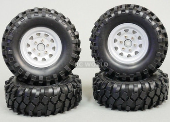Gmade 1/10 SCALE TRUCK RIMS 1.9 STEEL STAMPED Beadlock Wheels SILVER w / TIRES Gmade 1/10 SCALE TRUCK RIMS 1.9 STEEL STAMPED Beadlock Wheels SILVER w / TIRES