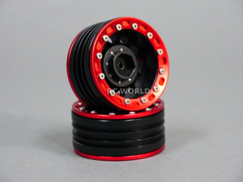 RC 1/10 Scale METAL Truck Rims Wheel 1.9 BEAD LOCK Rims w/ Metal Red Rings -PAIR RC 1/10 Scale METAL Truck Rims Wheel 1.9 BEAD LOCK Rims w/ Metal Red Rings -PAIR