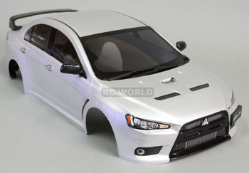 1/10 RC Car BODY Shell MITSUBISHI EVOLUTION Lancer Evo X 190mm *FINISHED* SILVER 1/10 RC Car BODY Shell MITSUBISHI EVOLUTION Lancer Evo X 190mm *FINISHED* SILVER