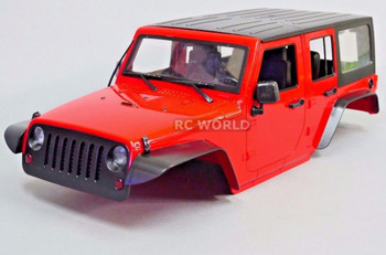 RC Scale Truck Body Shell 1/10 JEEP WRANGLER RUBICON 4 Door Hard Body RED RC Scale Truck Body Shell 1/10 JEEP WRANGLER RUBICON 4 Door Hard Body RED