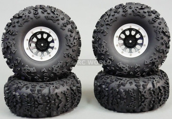 Traxxas TRX-4 Rock CRAWLER Beadlock Wheels & TIres 140mm 5.5" Set Of 4 SILVER Traxxas TRX-4 Rock CRAWLER Beadlock Wheels & TIres 140mm 5.5" Set Of 4 SILVER