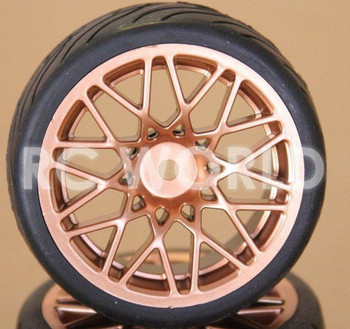 RC 1/10 CAR TIRES WHEELS RIMS PACKAGE SEMI- SLICKS KYOSHO TAMIYA HPI GOLD #2 RC 1/10 CAR TIRES WHEELS RIMS PACKAGE SEMI- SLICKS KYOSHO TAMIYA HPI GOLD #2