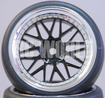 RC Car 1/10 DRIFT WHEELS TIRES Package 3MM Offset BLACK W/ CHROME Lip BBS Spoke RC Car 1/10 DRIFT WHEELS TIRES Package 3MM Offset BLACK W/ CHROME Lip BBS Spoke