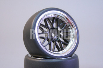 RC Car 1/10 DRIFT WHEELS TIRES Package 3MM Offset BLACK W/ CHROME Lip BBS Spoke RC Car 1/10 DRIFT WHEELS TIRES Package 3MM Offset BLACK W/ CHROME Lip BBS Spoke