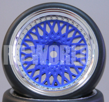 RC Car 1/10 DRIFT WHEELS TIRES Package 3MM Offset BLUE W/ CHROME Lip BBS RIMS RC Car 1/10 DRIFT WHEELS TIRES Package 3MM Offset BLUE W/ CHROME Lip BBS RIMS