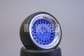 RC Car 1/10 DRIFT WHEELS TIRES Package 3MM Offset BLUE W/ CHROME Lip BBS RIMS RC Car 1/10 DRIFT WHEELS TIRES Package 3MM Offset BLUE W/ CHROME Lip BBS RIMS