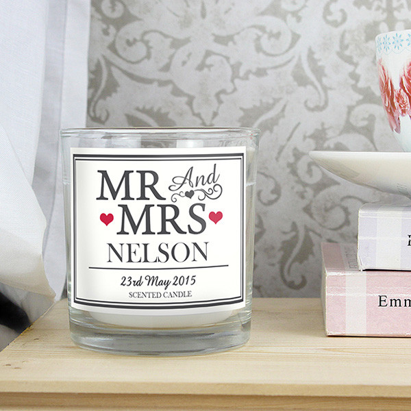 Personalised Mr & Mrs Scented Candle The Kitchen Gift Company