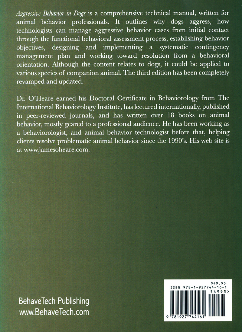 Aggressive Behavior In Dogs - A Comprehensive Technical Manual for  Professionals, 3rd Edition (Shopworn) - Dogwise
