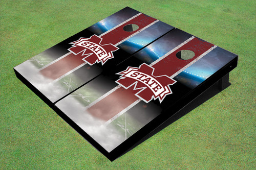 Mississippi State University "M" Field Long Strip Matching Maroon Themed Cornhole Boards Mississippi State University "M" Field Long Strip Matching Maroon Themed Cornhole Boards