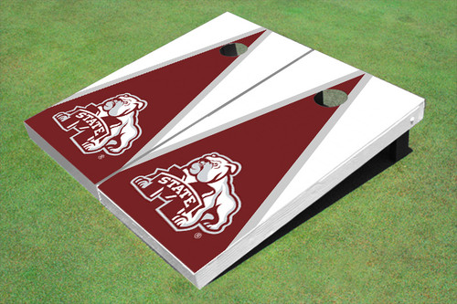 Mississippi State University Bulldog Maroon And White Matching Triangle Cornhole Boards Mississippi State University Bulldog Maroon And White Matching Triangle Cornhole Boards