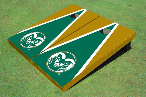 Colorado State University Rams Logo Green And Gold Matching Triangle Cornhole Boards Colorado State University Rams Logo Green And Gold Matching Triangle Cornhole Boards