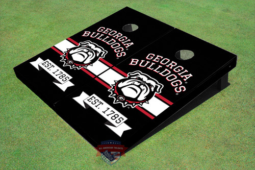 University Of Georgia Bulldog Mark Solid Black EST Themed Cornhole Boards University Of Georgia Bulldog Mark Solid Black EST Themed Cornhole Boards