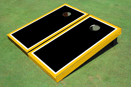 Painted Black with White And Yellow Borders Themed Cornhole Boards Painted Black with White And Yellow Borders Themed Cornhole Boards