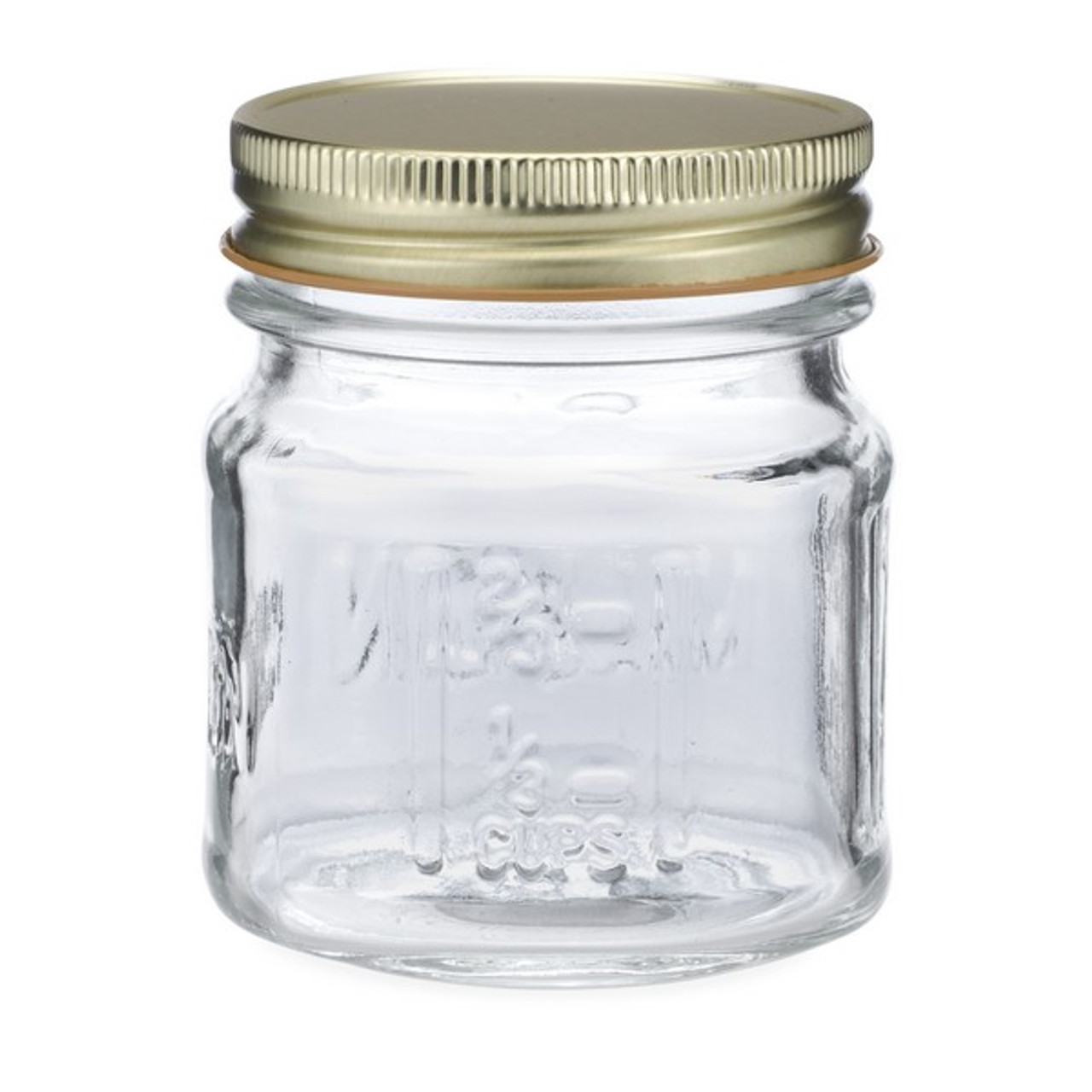 8 oz Clear Glass Mason Jars w/ Gold Screw Top Cap Berlin