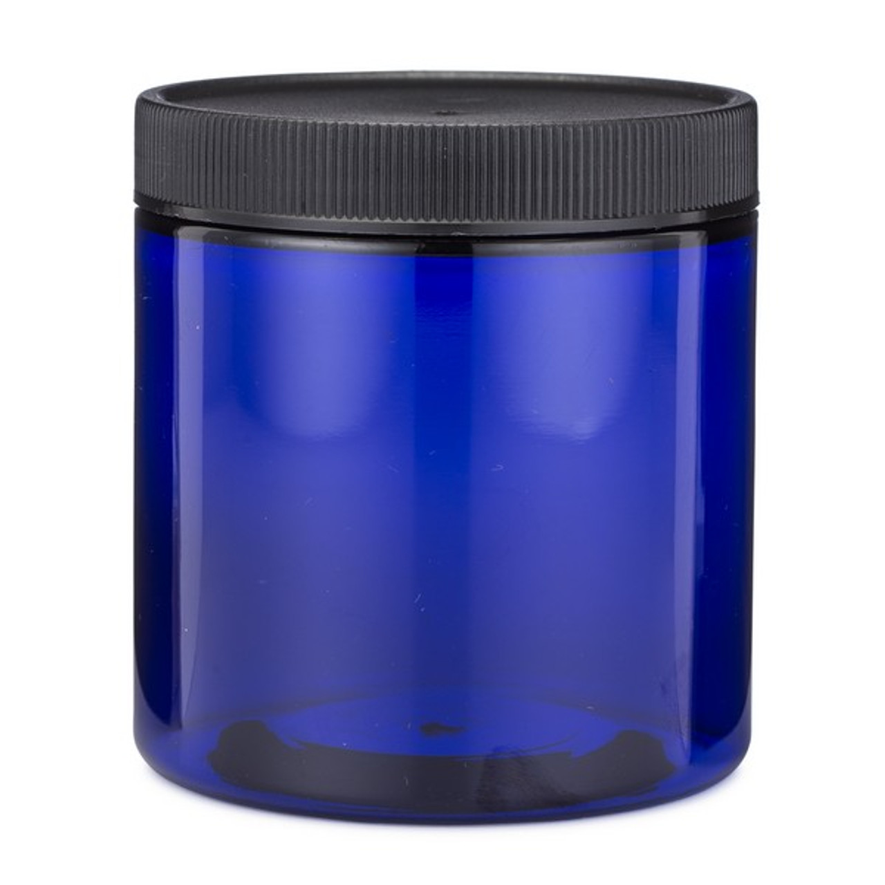 Download 8 oz Blue PET Straight Sided Jars (Black Cap) | Berlin