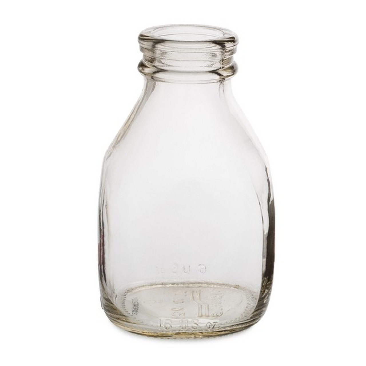 16 Oz Clear Glass Short Milk Bottles Cap Not Included