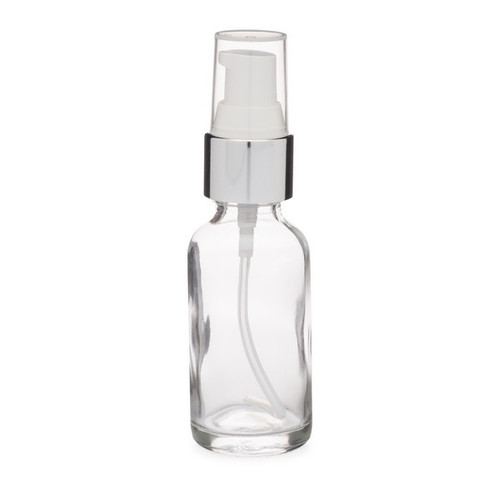 Download 1 oz Clear Glass Boston Round Bottle (Silver Pump) | Berlin