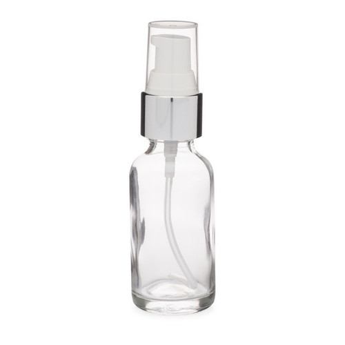 1 oz Clear Glass Boston Round Bottle (Silver Pump) | Berlin