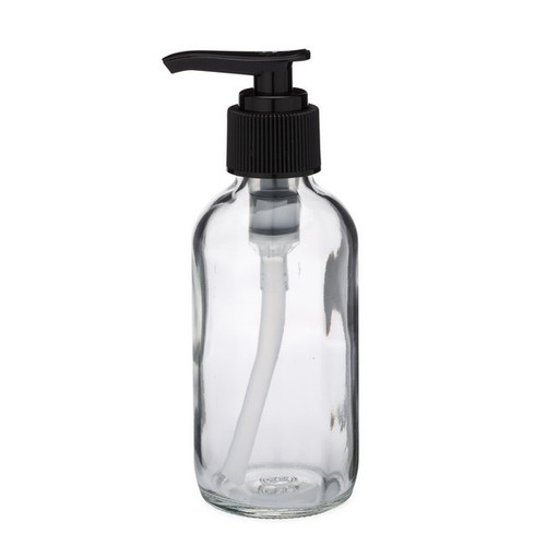 Download 4oz Clear Glass Boston Round Bottle (Black Pump) | Berlin