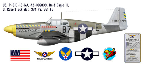 P-51B Mustang "Bald Eagle III" Decorative Vinyl Decal