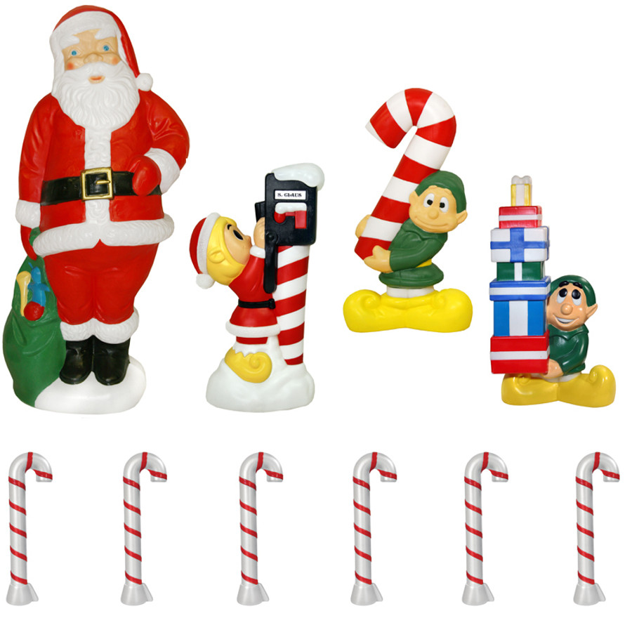Christmas Blow Mold those candles every christmas dad had them tied to the front step those are long gone but i just had to find a set of my own and i did 60 Santa And Elf 10 Piece Lighted Christmas Blow Mold Set Christmas Blow Mold 1999 grand venture christmas blow mold santa claus 19 w light cord near 60 Santa And Elf 10 Piece Lighted Christmas Blow Mold Set