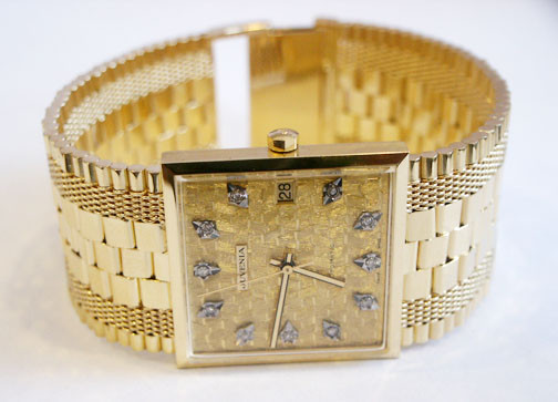 New 18k Gold JUVENIA MACHO Men's Automatic 25J watch w/Diamond Hour