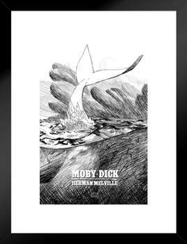 Moby Dick Herman Melville Black & White Art Print Matted Framed Poster 20x26 inch Moby Dick Herman Melville Black & White Art Print Matted Framed Poster 20x26 inch