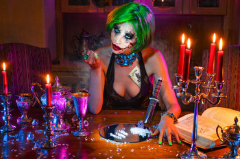 Daveed Benito Dinner Is Served Sexy Young Woman Painted Face Cocaine Dagger Poster 24x36 inch Daveed Benito Dinner Is Served Sexy Young Woman Painted Face Cocaine Dagger Poster 24x36 inch