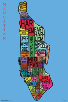 Manhattan Neighborhoods Typography Art Print Poster 24x36 inch Manhattan Neighborhoods Typography Art Print Poster 24x36 inch