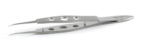Jaffe Curved Tying Forceps On A Three Hole Handle Design Straight 23mm Shafts, Overall Length Of 4" (100mm) Jaffe Curved Tying Forceps On A Three Hole Handle Design Straight 23mm Shafts, Overall Length Of 4" (100mm)