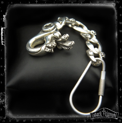 Key Chain - Triple Skull in Sterling Silver | LOCKED & LOADED Key Chain - Triple Skull in Sterling Silver | LOCKED & LOADED