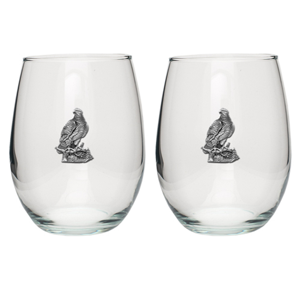 Eagle Stemless Wine Glass Set Of 2 Eagle Barware Heritage Pewter