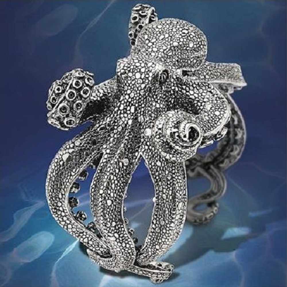 silver octopus bookends