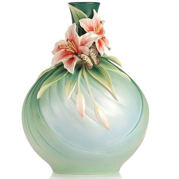 Butterfly Lily Vase Porcelain Good Fortune Franz