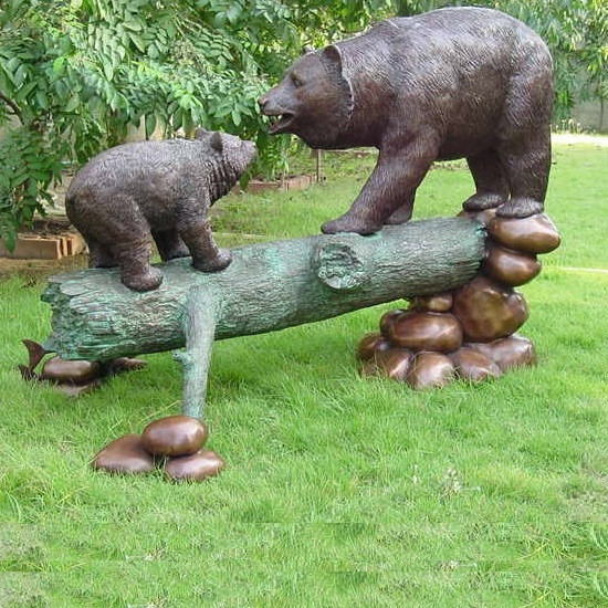 Bear and Cub Sculpture Outdoor Bronze
